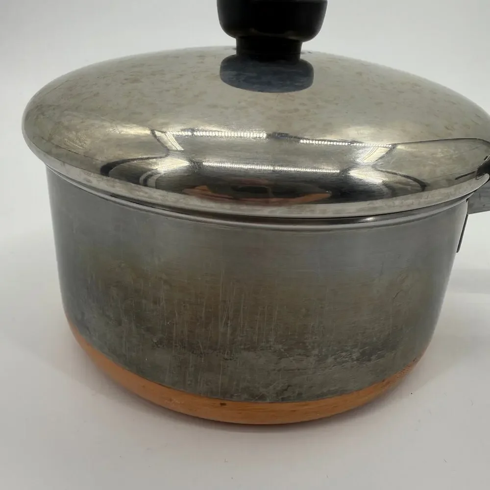 REVERE WARE Copper Bottom Stainless Steel 2 Quart Sauce Pan with lid D
